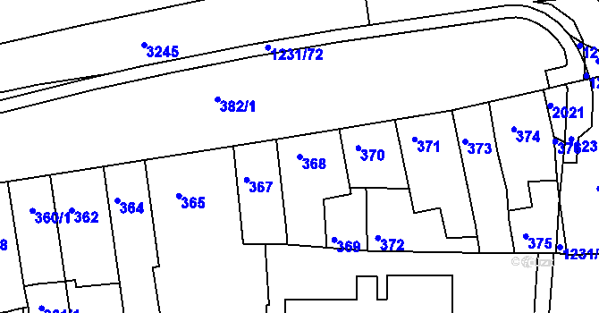 Parcela st. 368 v KÚ Bohunice, Katastrální mapa