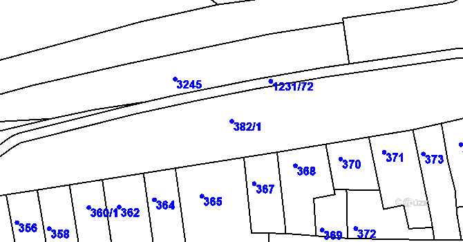 Parcela st. 382/1 v KÚ Bohunice, Katastrální mapa