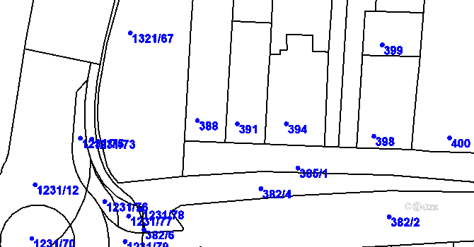 Parcela st. 391 v KÚ Bohunice, Katastrální mapa