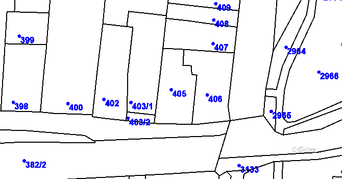 Parcela st. 405 v KÚ Bohunice, Katastrální mapa
