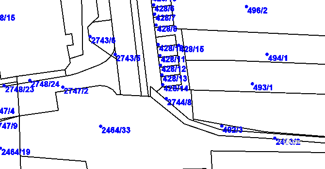 Parcela st. 428/14 v KÚ Bohunice, Katastrální mapa