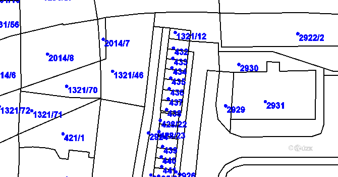 Parcela st. 436 v KÚ Bohunice, Katastrální mapa