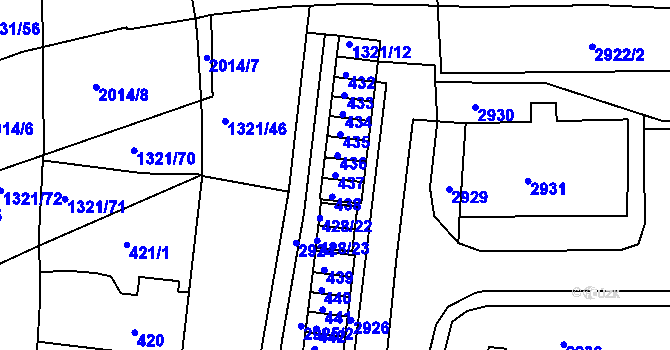 Parcela st. 437 v KÚ Bohunice, Katastrální mapa