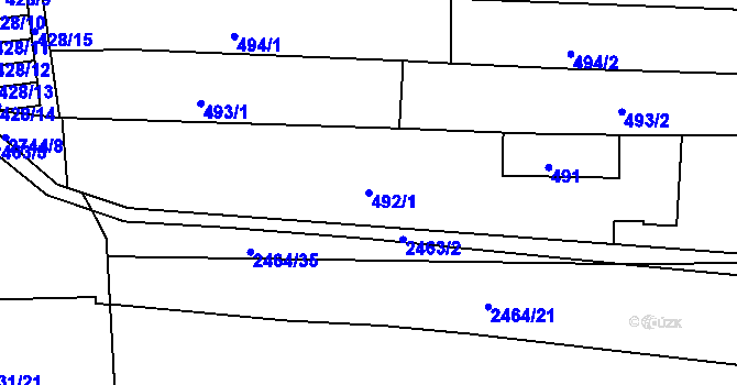Parcela st. 492/1 v KÚ Bohunice, Katastrální mapa