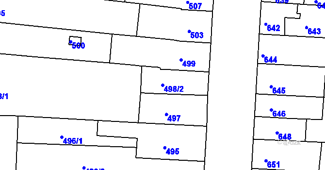 Parcela st. 498/2 v KÚ Bohunice, Katastrální mapa