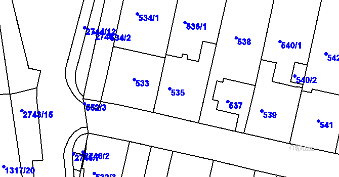 Parcela st. 535 v KÚ Bohunice, Katastrální mapa