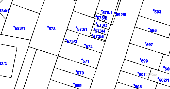 Parcela st. 572 v KÚ Bohunice, Katastrální mapa