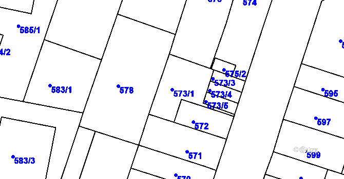 Parcela st. 573/1 v KÚ Bohunice, Katastrální mapa