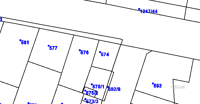 Parcela st. 574 v KÚ Bohunice, Katastrální mapa