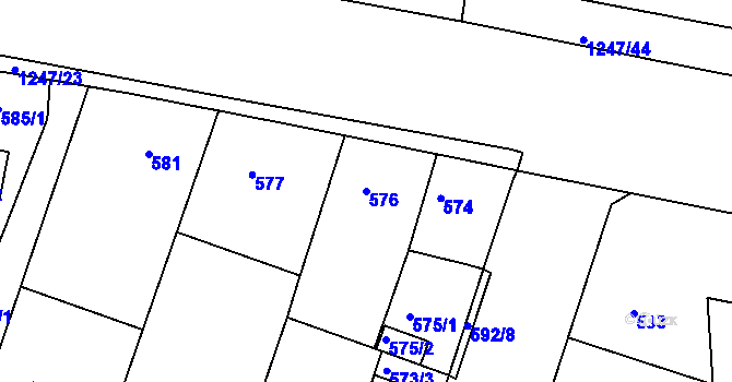 Parcela st. 576 v KÚ Bohunice, Katastrální mapa