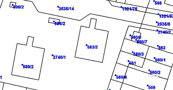 Parcela st. 583/2 v KÚ Bohunice, Katastrální mapa