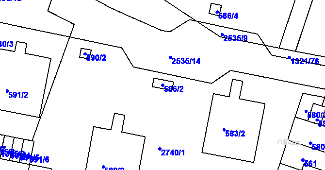 Parcela st. 586/2 v KÚ Bohunice, Katastrální mapa