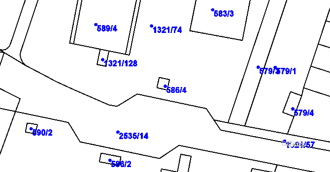 Parcela st. 586/4 v KÚ Bohunice, Katastrální mapa