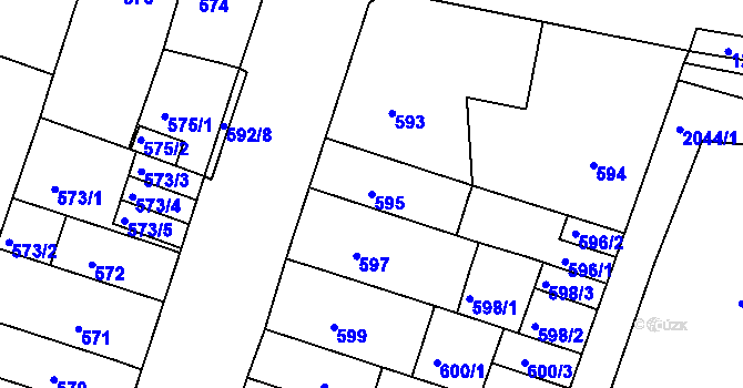 Parcela st. 595 v KÚ Bohunice, Katastrální mapa