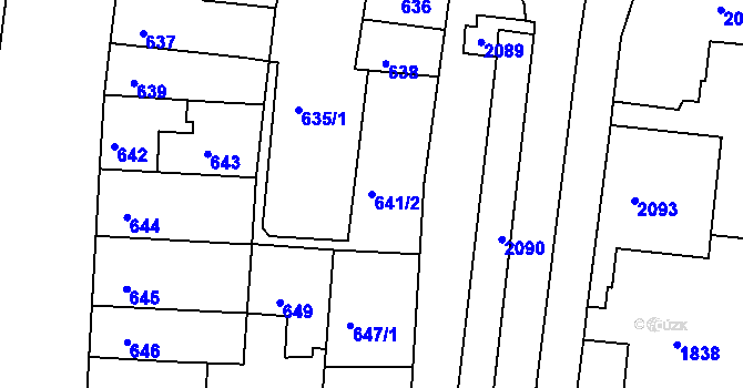 Parcela st. 641/2 v KÚ Bohunice, Katastrální mapa