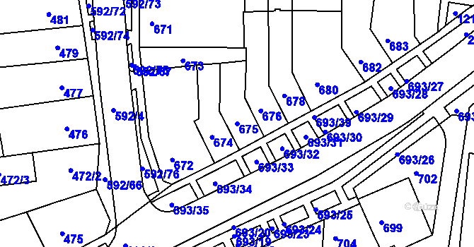 Parcela st. 675 v KÚ Bohunice, Katastrální mapa