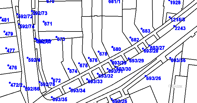 Parcela st. 678 v KÚ Bohunice, Katastrální mapa