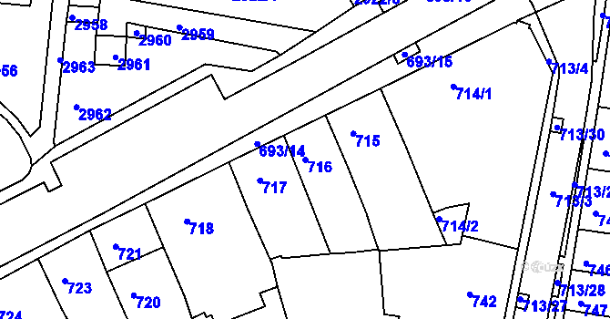 Parcela st. 716 v KÚ Bohunice, Katastrální mapa