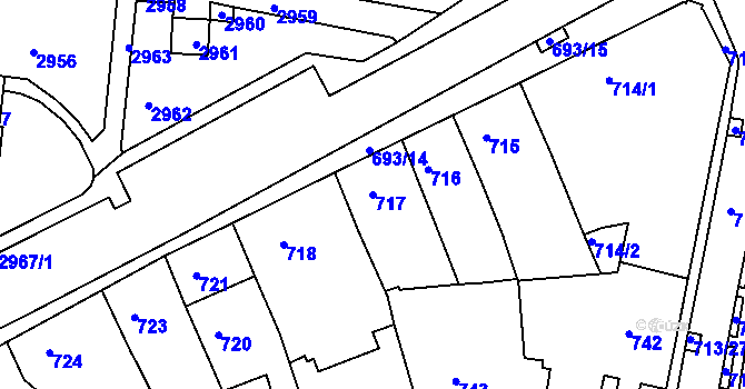 Parcela st. 717 v KÚ Bohunice, Katastrální mapa