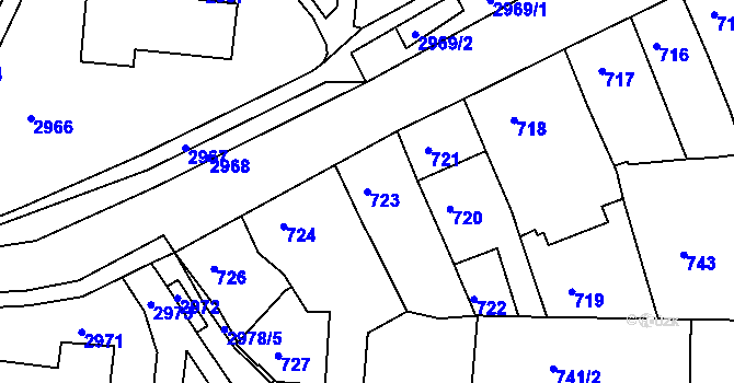 Parcela st. 723 v KÚ Bohunice, Katastrální mapa
