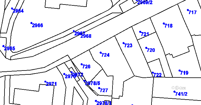Parcela st. 724 v KÚ Bohunice, Katastrální mapa