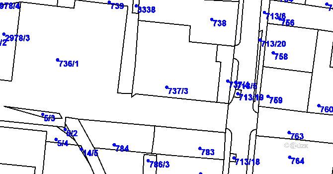 Parcela st. 737/3 v KÚ Bohunice, Katastrální mapa
