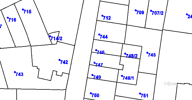 Parcela st. 746 v KÚ Bohunice, Katastrální mapa