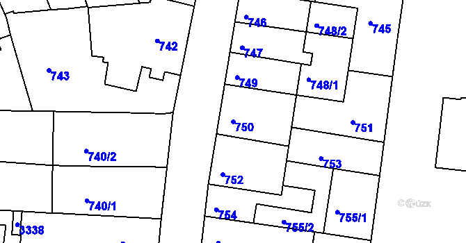 Parcela st. 750 v KÚ Bohunice, Katastrální mapa