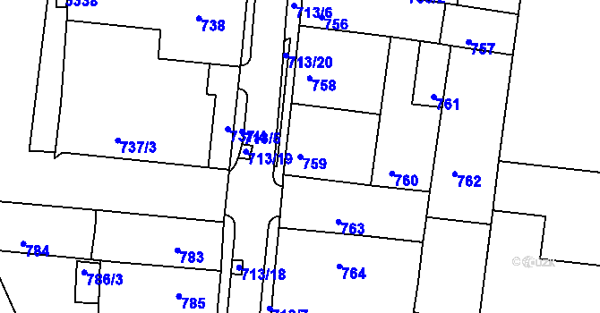 Parcela st. 759 v KÚ Bohunice, Katastrální mapa