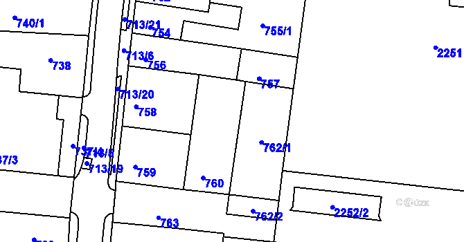 Parcela st. 761 v KÚ Bohunice, Katastrální mapa