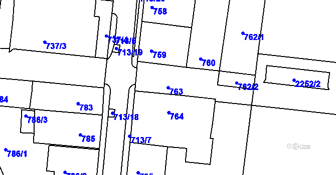 Parcela st. 763 v KÚ Bohunice, Katastrální mapa