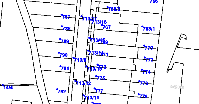 Parcela st. 771 v KÚ Bohunice, Katastrální mapa