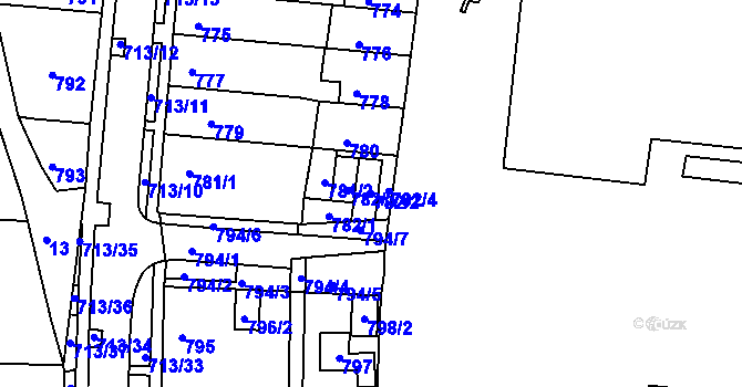 Parcela st. 782/2 v KÚ Bohunice, Katastrální mapa