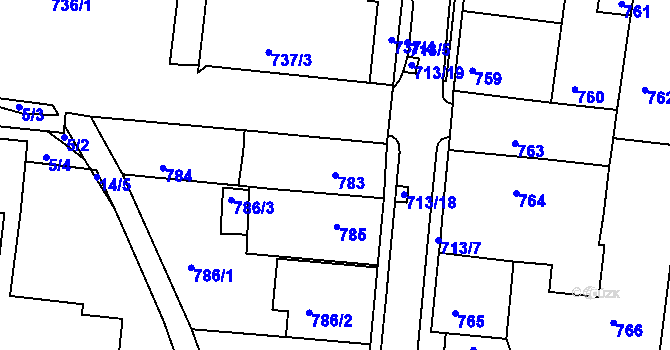 Parcela st. 783 v KÚ Bohunice, Katastrální mapa
