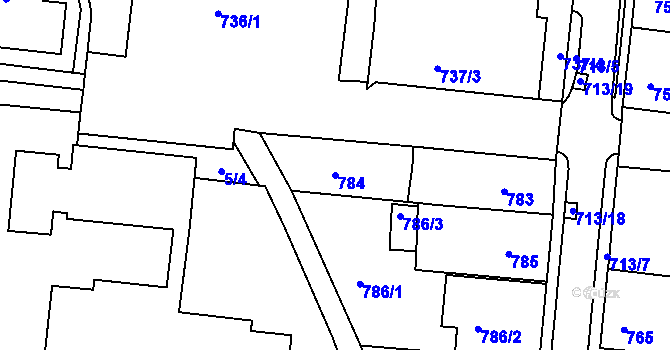Parcela st. 784 v KÚ Bohunice, Katastrální mapa