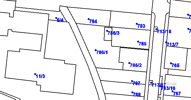 Parcela st. 786/1 v KÚ Bohunice, Katastrální mapa