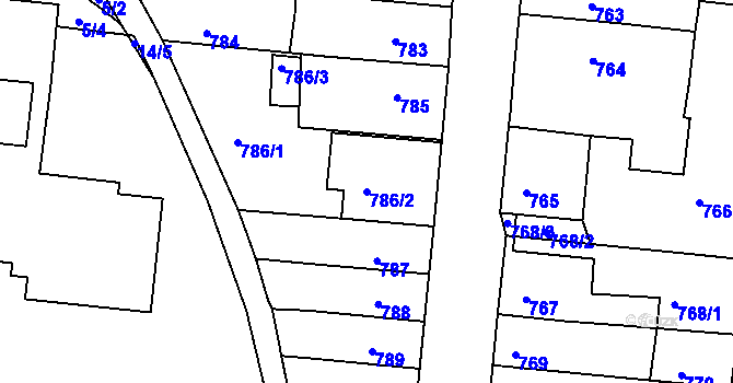Parcela st. 786/2 v KÚ Bohunice, Katastrální mapa