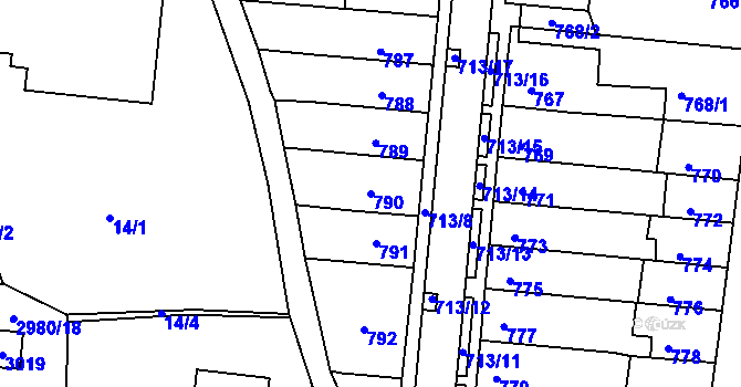 Parcela st. 790 v KÚ Bohunice, Katastrální mapa