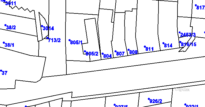 Parcela st. 804 v KÚ Bohunice, Katastrální mapa