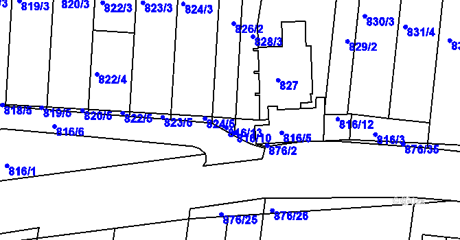 Parcela st. 816/4 v KÚ Bohunice, Katastrální mapa