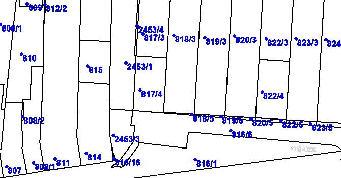Parcela st. 818/4 v KÚ Bohunice, Katastrální mapa