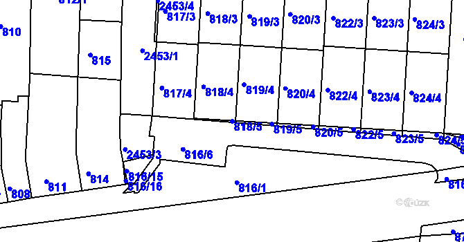 Parcela st. 818/5 v KÚ Bohunice, Katastrální mapa