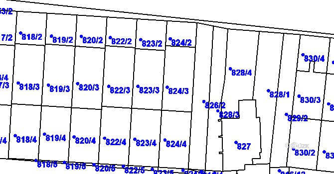 Parcela st. 824/3 v KÚ Bohunice, Katastrální mapa