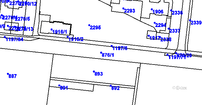 Parcela st. 876/1 v KÚ Bohunice, Katastrální mapa