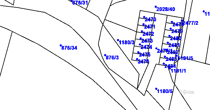 Parcela st. 876/3 v KÚ Bohunice, Katastrální mapa
