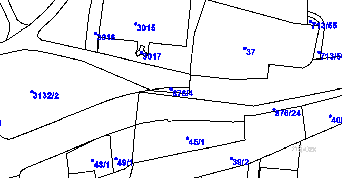 Parcela st. 876/4 v KÚ Bohunice, Katastrální mapa