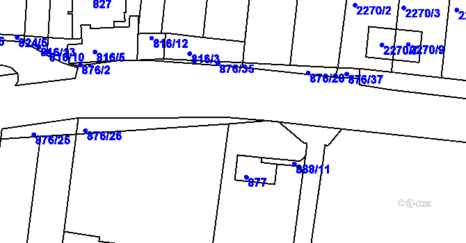 Parcela st. 876/27 v KÚ Bohunice, Katastrální mapa
