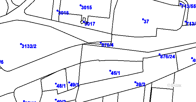Parcela st. 876/36 v KÚ Bohunice, Katastrální mapa