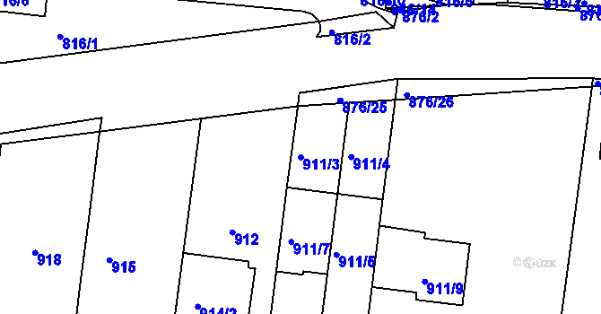 Parcela st. 911/3 v KÚ Bohunice, Katastrální mapa