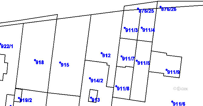 Parcela st. 912 v KÚ Bohunice, Katastrální mapa